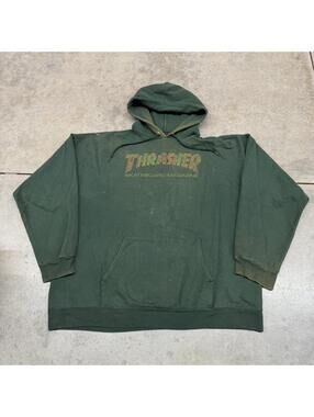 vintage thrasher skateboard magazine green spell out hoodie size xl